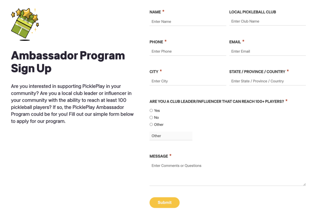 Ambassador Program Sign Up